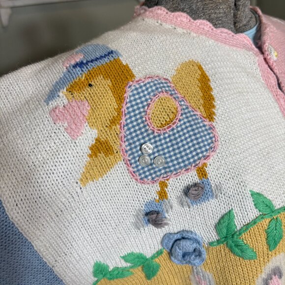 Vintage Eagle's Eye Collectibles Easter Whimsical Button Up Knit Sweater M - Picture 3 of 12